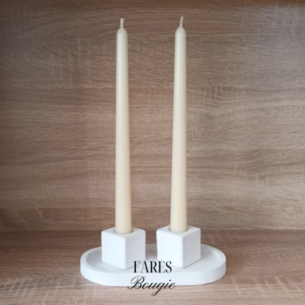 Bougie longue 25cm creme set de 2