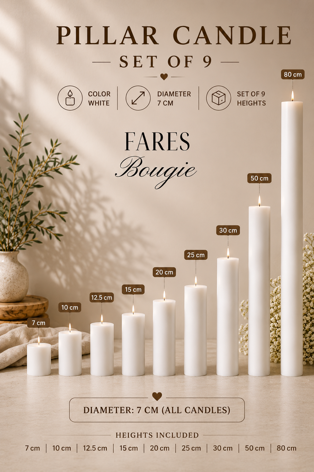 Bougie Cierge Large Cylindrique