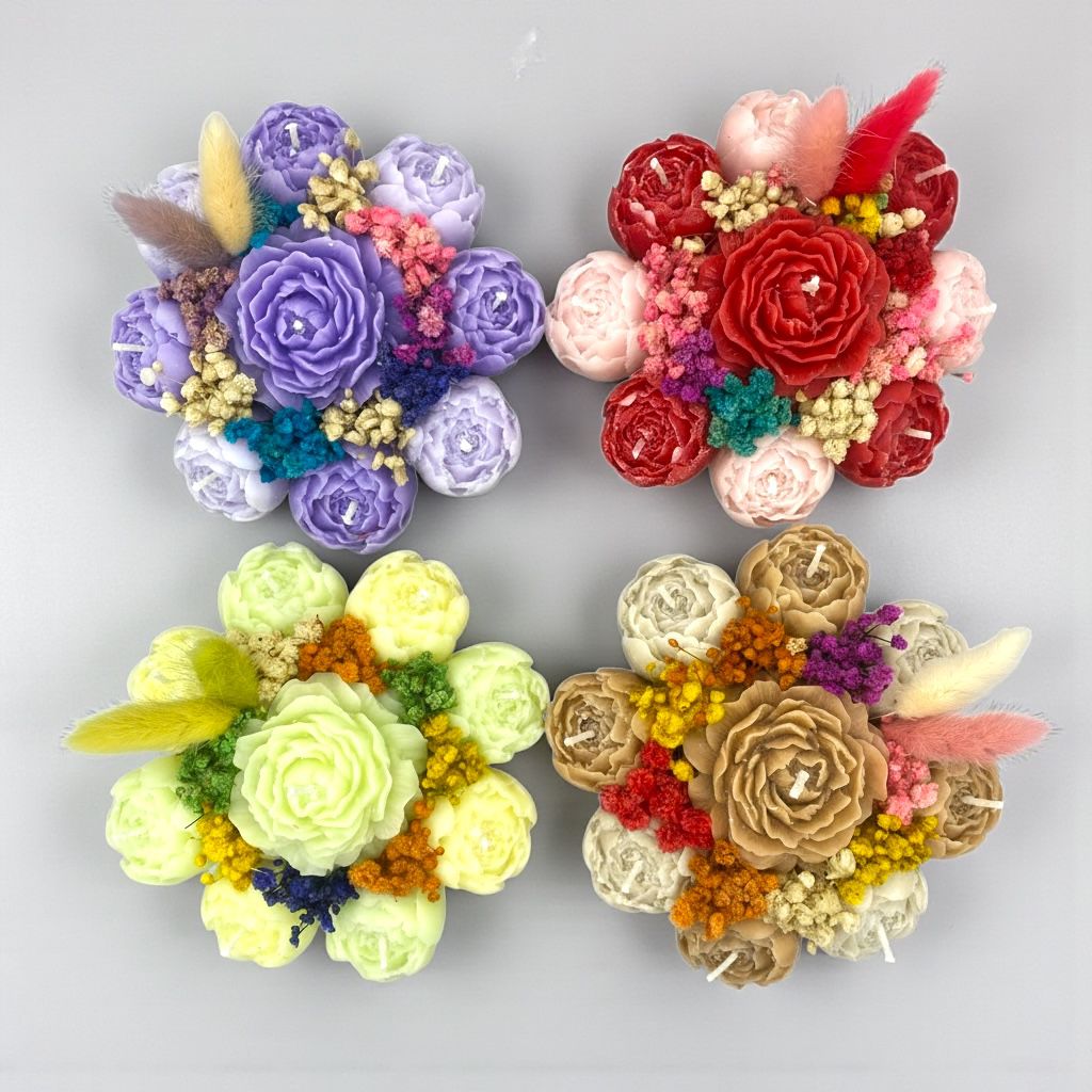 Bouquet de Bougies Artisanales – Élégance Florale